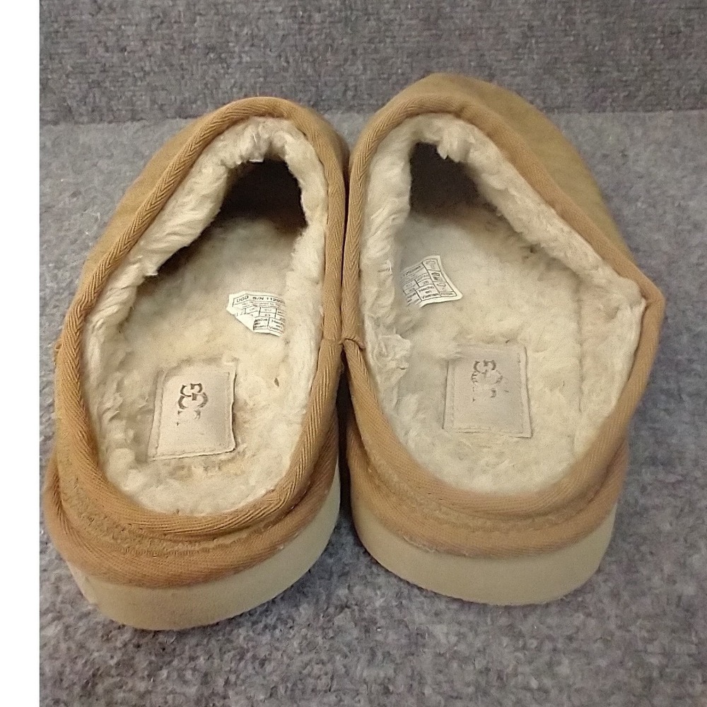 UGG Tasman LTA Slippers Mens Size 10 Chestnut Suede Shearling Mules 1129290 - Picture 5 of 9